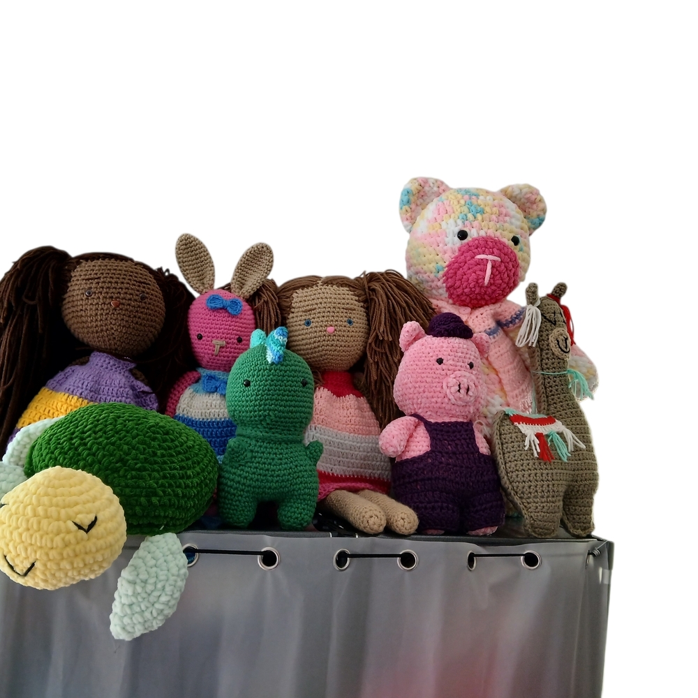 Handmade Crocheted Stuffed Animals And Dolls Bundle